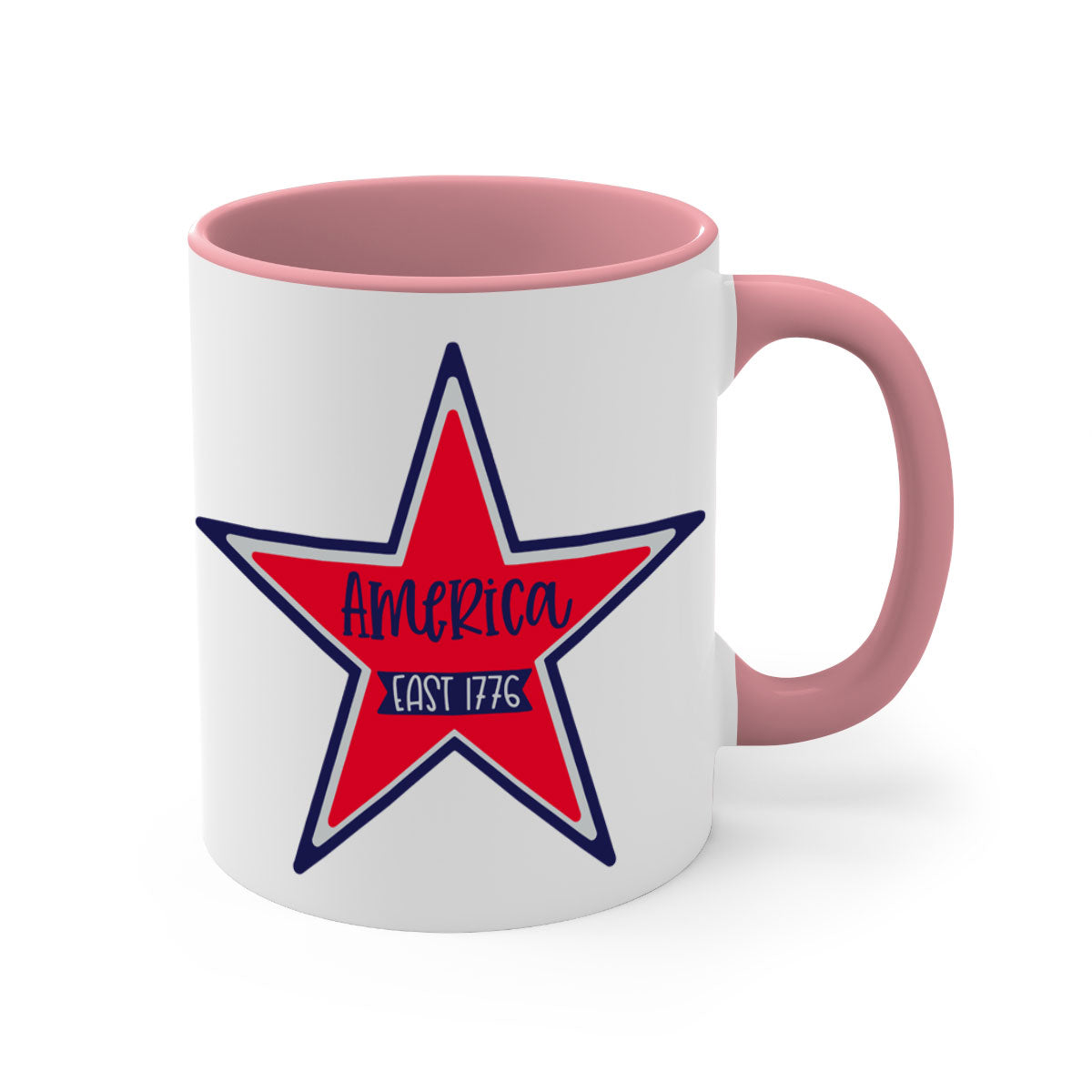 America East Style 144# Mug featuring a glossy finish with a colored handle and interior, available in multiple colors.